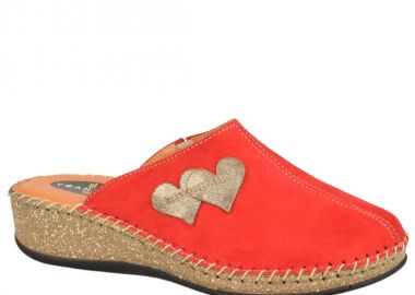 Παντόφλες γυναικείες | Δερμάτινες | Υφαντίδης | 111237 | Κόκκινο - Υφαντίδης - 